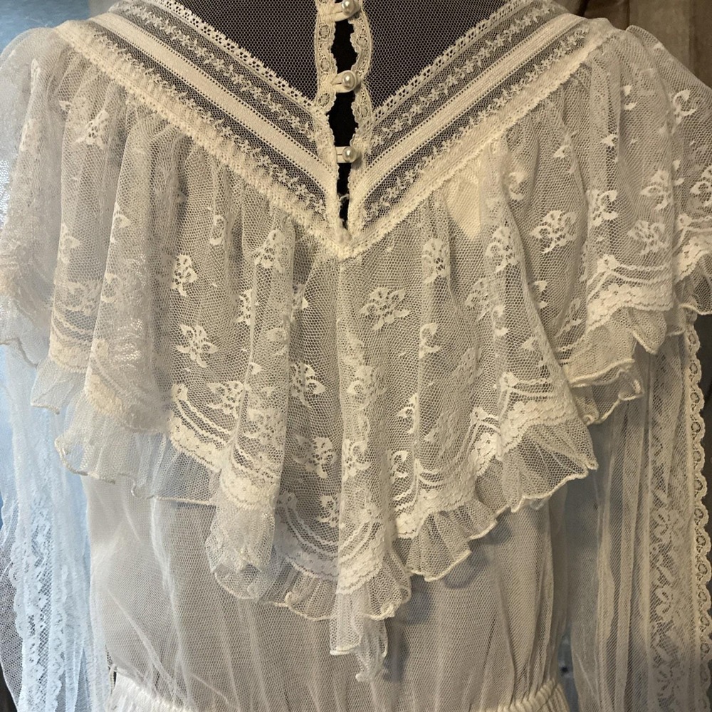 VTG Gunne Sax Romantic Renaissance Bridal Collection Lace Dress Gown Sz 13 - Picture 6 of 17